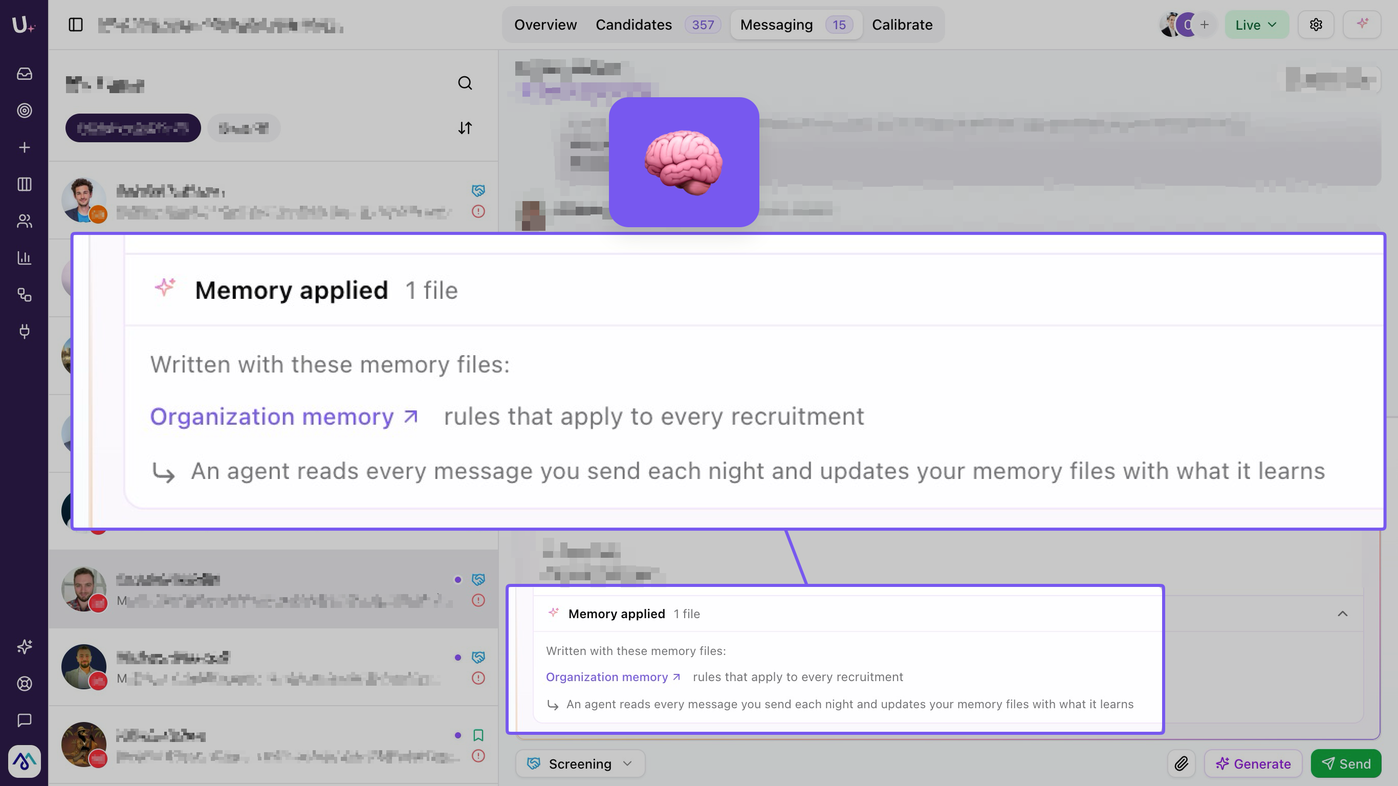 Umamy Messaging Memory — confirmation that a new rule has been applied